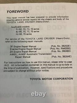 1984 TOYOTA LAND CRUISER CHASSIS Service Shop Repair Manual BRAND NEW HEAVY DUTY